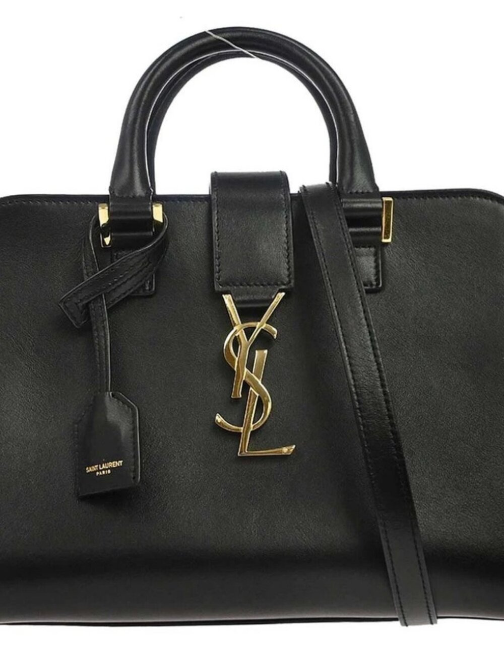 Saint Laurent Black Calfskin Baby Cabas 2way Handbag